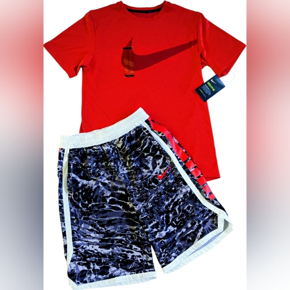 NIKE DRI-FIT BOYS SIZE XL 18-20 TOP AND ELITE SHORTS SET OUTFIT NWT!